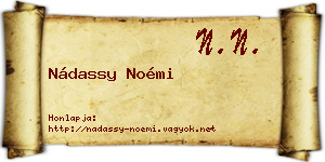 Nádassy Noémi névjegykártya